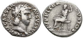 Nero (54-68 AD). Rome
AR Denarius (17.4mm 3.35g)
Obv: NERO CAESAR AVGVSTVS. Laureate head to right
Rev: IVPPITER CVSTOS. Jupiter seated to left, ho...