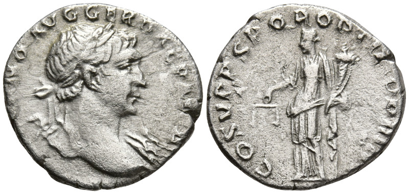 Trajan (98-117 AD). Rome
AR Denarius (17.3mm 2.62g)
Obv: IMP TRAIANO AVG GER D...