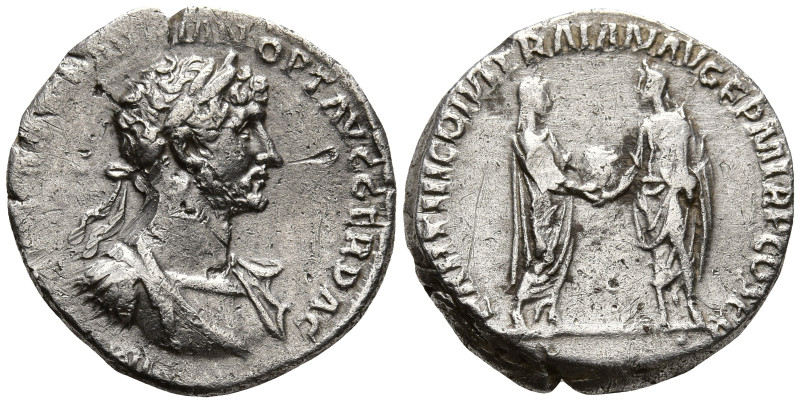 Hadrian (117-138 AD). Rome. August-December 117
AR Denarius (18.1mm 3.31g)
Obv...