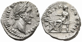 Antoninus Pius (138-161 AD). Rome
AR Denarius (18.1mm 3.25g)
Obv: ANTONINVS AVG PIVS P P IMP II. Laureate head to right
Rev: TR POT XX COS IIII. Sa...