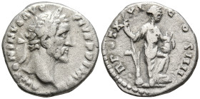 Antoninus Pius (138-161 AD). Rome
AR Denarius (17.1mm 2.98g)
Obv: ANTONINVS AVG PIVS P P IMP II. Head laureate right
Rev: TR POT XX COS IIII. Annon...