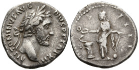 Antoninus Pius (138-161 AD). Rome
AR Denarius (18.3mm 3.07g)
Obv: ANTONINVS AVG PIVS P P TR P XII. Laureate head to right
Rev: COS IIII. Salus stan...