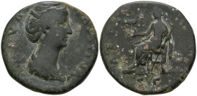 Diva Faustina Senior. (Died 140/1 AD). Rome mint. Struck under Antoninus Pius, circa 150-late 150s AD
AE Sestertius (32mm 24.74g)
Obv: DIVA FAVSTINA...