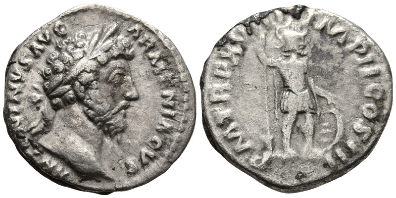 Marcus Aurelius (161-180 AD). Rome
AR Denarius (17.5mm 2.63g)
Obv: ANTONINVS A...