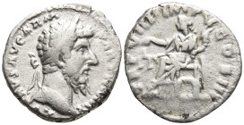 Lucius Verus (161-169 AD). Rome
AR Denarius (18mm 3.01g)
Obv: L VERVS AVG ARM PARTH MAX. Head of Lucius Verus, laureate, right.
Rev: TR P VIII IMP ...