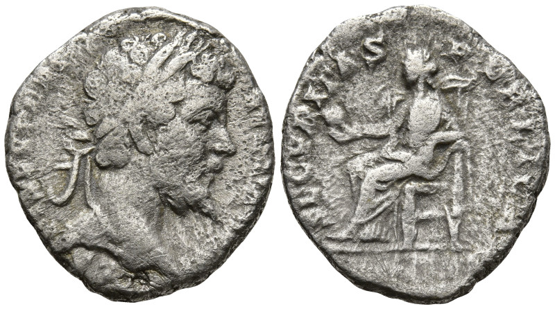 Septimius Severus (193-211 AD). Rome
AR Denarius (17.4mm 3.28g)
Obv: Laureate ...