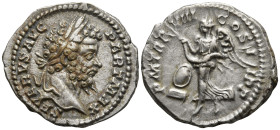 Septimius Severus (193-211 AD). Rome
AR Denarius (18.6mm 3.42g)
Obv: SEVERVS AVG PART MAX. Laureate head of Septimius Severus to right.
Rev: P M TR...