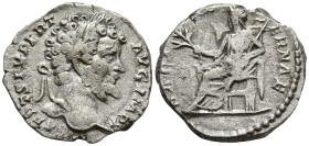 Septimius Severus (193-211 AD). Rome
AR Denarius (16.4mm 2.71g)
Obv: L SEPT SEV PERT AVG IMP X. Laureate head right
Rev: PACI AETERNAE. Pax seated ...