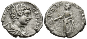 Caracalla, Caesar (196-198 AD). Rome
AR Denarius (15.5mm 2.73g)
Obv: M AVR ANTON CAES PONTIF. Bare-headed and draped bust of Caracalla to right.
Re...