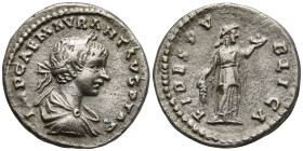 Caracalla (198-217 AD). Laodicea ad Mare.
AR Denarius (18.6mm 3.67g)
Obv: IMP CAE M AVR ANT AVG P TR P. Laureate, draped and cuirassed bust right.
...
