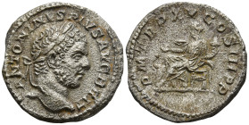 Caracalla (198-217 AD). Rome
AR Denarius (19.1mm 3.22g)
Obv: ANTONINVS PIVS AVG BRIT. Laureate head of Caracalla to right.
Rev: P M TR P XV COS III...