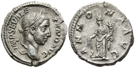 Severus Alexander (222-235 AD). Rome.
AR Denarius (20.2mm 3.27g)
Obv: IMP SEV ALEXAND AVG. Laureate head right.
Rev: ANNONA AVG. Annona, draped, st...