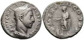 Severus Alexander (222-235 AD). Rome
AR Denarius (18.2mm 2.87g)
Obv: IMP C M AVR SEV ALEXAND AVG. Laureate and draped bust to right
Rev: P M TR P I...