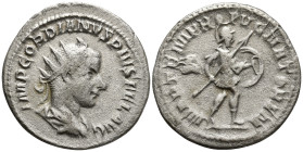 Gordian III (238-244 AD). Rome
AR Antoninianus (22.9mm 3.5g)
Obv: IMP GORDIANVS PIVS FEL AVG. Radiate, draped and cuirassed bust to right
Rev: MART...