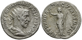 Philip I 'the Arab' (244-249). Antioch.
AR Antoninianus (21.7mm 3.39g)
Obv: IMP C M IVL PHILIPPVS P F AVG P M. Radiate, draped and cuirassed bust ri...