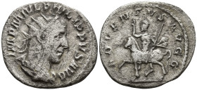 Philip I 'the Arab' (244-249). Rome.
AR Antoninianus (20.9mm 3.48g)
Obv: IMP M IVL PHILIPPVS AVG. Radiate, draped and cuirassed bust right.
Rev: AD...