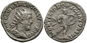 Trebonianus Gallus (251-253 AD). Antioch
AR Antoninianus (21.7mm 3.77g)
Obv: IMP C C VIB TREB GALLVS P F AVG. Radiate, draped and cuirassed bust to ...