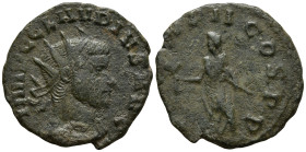 Claudius II Gothicus (268-270 AD). Rome
AE Antoninianus (19.6mm 2.36g)
Obv: IMP C CLAVDIVS AVG. adiate, draped and cuirassed bust to right
Rev: P M...