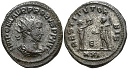 Probus (276-282 AD). Antioch
Antoninianus (22.1mm 4.24g)
Obv: IMP C M AVR PROBVS P F AVG. Radiate, draped and cuirassed bust to right
Rev: RESTITVT...