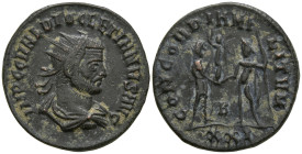 Diocletian (284-305 AD). Siscia
AE Follis (21.8mm 3.87g)
Obv: IMP C C VAL DIOCLETIANVS AVG. Bust of Diocletian, radiate, draped, right.
Rev: CONCOR...