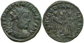 Maximianus (286-305 AD). Kyzikos
AE Radiate (21.7mm 2.39g)
Obv: IMP C M A MAXIMIANVS P F AVG. Radiate, draped and cuirassed bust of Maximian right....