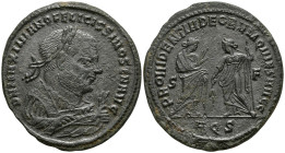 Maximianus, as Senior Augustus (305-307 AD). Aquileia
AE Follis (28.9mm 8.55g)
Obv: D N MAXIMIANO FELICISSIMO SEN AVG. Laureate bust of Maximianus t...