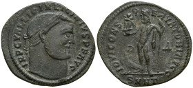 Licinius I (308-324 AD). Heraclea
AE Follis (22.6mm 3.47g)
Obv: IMP C VAL LICIN LICINIVS P F AVG. Laureate head to right
Rev: IOVI CONSERVATORI AVG...
