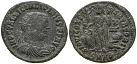 Licinius I (308-324 AD). Heraclea
AE Follis (19.3mm 2.71g)
Obv: IMP C VAL LICIN LICINIVS P F AVG. Radiate, draped and cuirassed bust to right
Rev: ...