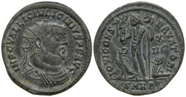 Licinius I (308-324 AD). Heraclea
AE Follis (20.9mm 3.38g)
Obv: IMP C VAL LICIN LICINIVS P F AVG. Radiate, draped and cuirassed bust to right
Rev: ...