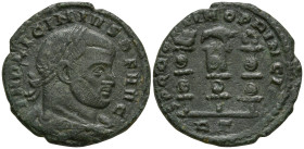 Licinius I (308-324 AD). Rome
AE Follis (22.5mm 4.29g)
Obv: IMP LICINIVS P F AVG. Laureate and draped bust of Licinius I to right, seen from behind....