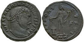 Maximinus II (310-313 AD). Kyzikos
AE Follis (22mm .9g)
Obv: IMP C GAL VAL MAXIMINVS P F AVG Laureate head of Maximinus II to right.
Rev: GENIO AVG...