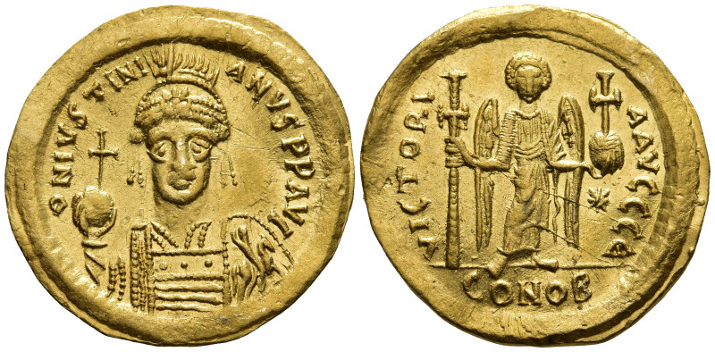 Justinian I (527-565 AD). Constantinople
AV Solidus (21.1mm 4.45g)
Obv: D N IV...