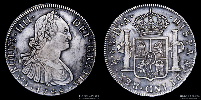 Santiago. Chile. Carlos IV (1788-1808) 8 Reales 1798 DA. Plata 896; 40.0mm; 26.8...