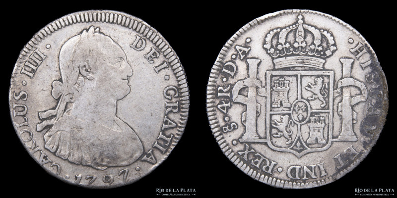 Santiago. Chile. Carlos IV (1788-1808) 4 Reales 1796 DA. Plata 896; 34.0mm; 13.1...