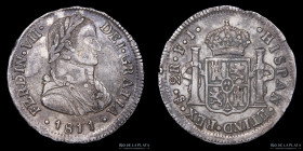Santiago. Fernando VII. 2 Reales 1811 FJ. Variante ETIND. KM74