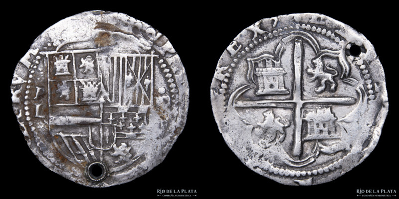 Potosí. Felipe II (1556-1598) 4 Reales 1574-76 L. Plata 930; 31mm; 13.38g. CJ 2....