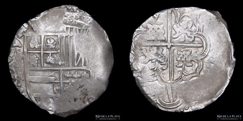 Potosí. Felipe III (1598-1621) 8 Reales 1602-13 R. Plata 930; 40.0mm; 28.2g. CJ ...