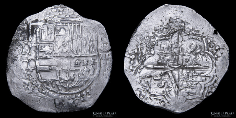 Potosí. Felipe III (1598-1621) 8 Reales 1614-16 Q. Plata 930; 40.0mm; 26.36g. CJ...