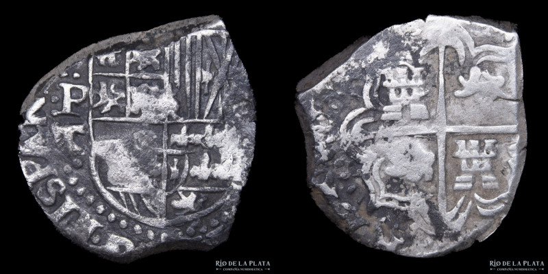 Potosí. Felipe III (1598-1621) 2 Reales 1618-21 T. Plata 930; 25mm; 6.77g. CJ 9....