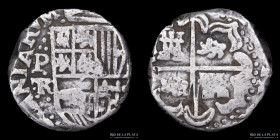 Potosi. Felipe IV. 2 Reales 1637-47 TR Macuquina. CJ 15
