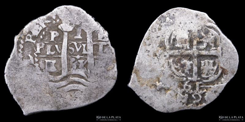 Potosí. Felipe IV (1653-1665). 1 Real 1661 E. Macuquina. Doble fecha. Plata 930;...