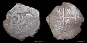 Potosi. Felipe IV. 1/2 Real 1621-52. Figuras traspuestas. Macuquina.CJ 17