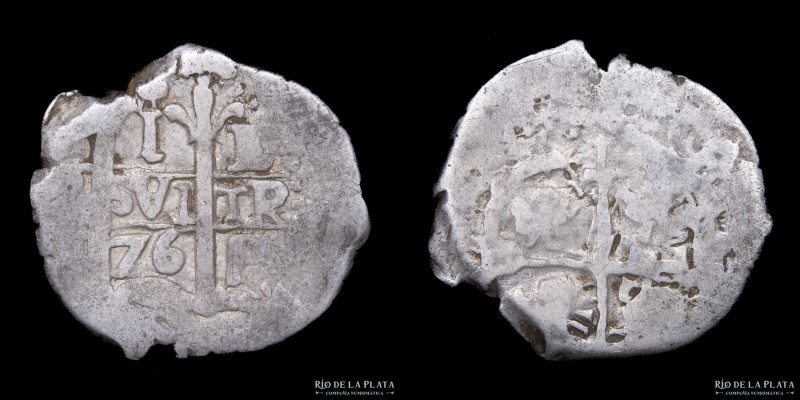 Potosí. Carlos II (1665-1700). 1 Real 1676 E. Macuquina. Plata 930; 26mm; 2.46g....