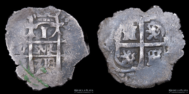 Potosí. Felipe V (1728-1747) 1 Real 1718 Y. Macuquina. Plata 930; 21mm; 3.09g. C...