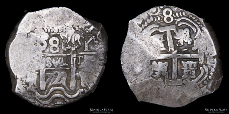 Potosí. Luis I (1725-1727). 8 Reales 1727 Y (Diego de Ybarburu). Plata 930; 35mm...