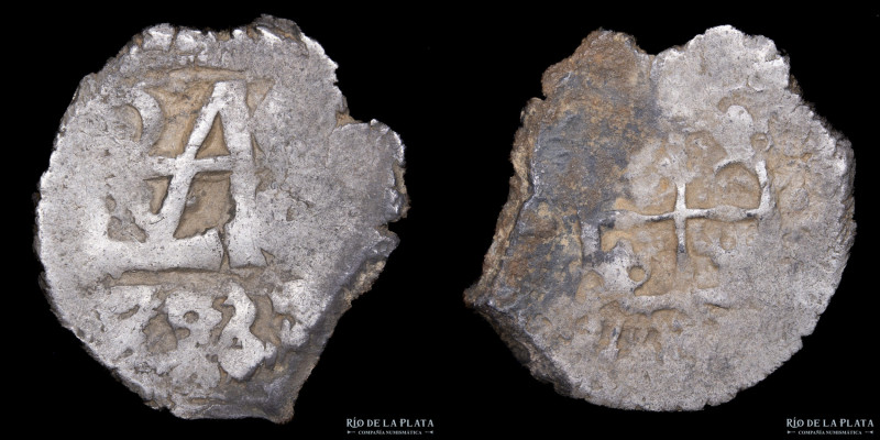 Potosí. Felipe V (1728-1747) 1/2 Real 1723. Macuquina. Plata 917; 19.0mm; 1.69g....