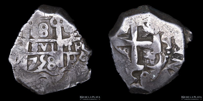 Potosí. Fernando VI (1747-1760) 8 Reales 1758 Q (Quintinilla) Macuquina. Plata 9...