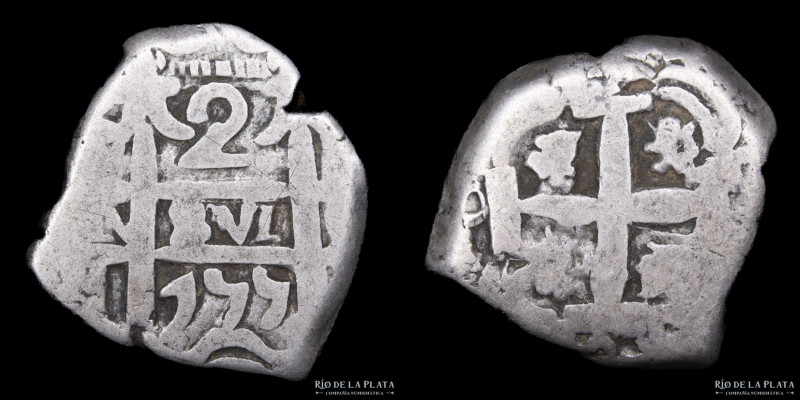 Potosí. Fernando VI (1747-1760). 2 Reales 1755 Q (Quintanilla) Macuquina. Plata ...