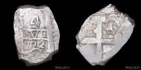 Potosi. Carlos III. 4 Reales 1772 VY. Macuquina. CJ 54.13.2