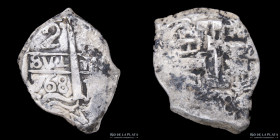 Potosi. Carlos III. 2 Reales 1768 VY. Macuquina. CJ 55.9